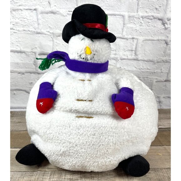 Christmas Holiday 3D Frosty Snowman Plush Pillow Snow Winter White Black Hat VTG - Picture 14 of 14